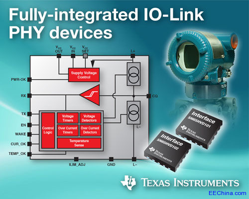 TI 推出支持故障保护功能的最灵活、全面集成型 IO-LINK PHY