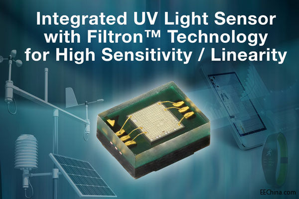 Vishay的新款集成式紫外光传感器，借助Filtron UV技术实现高感光度和线性度