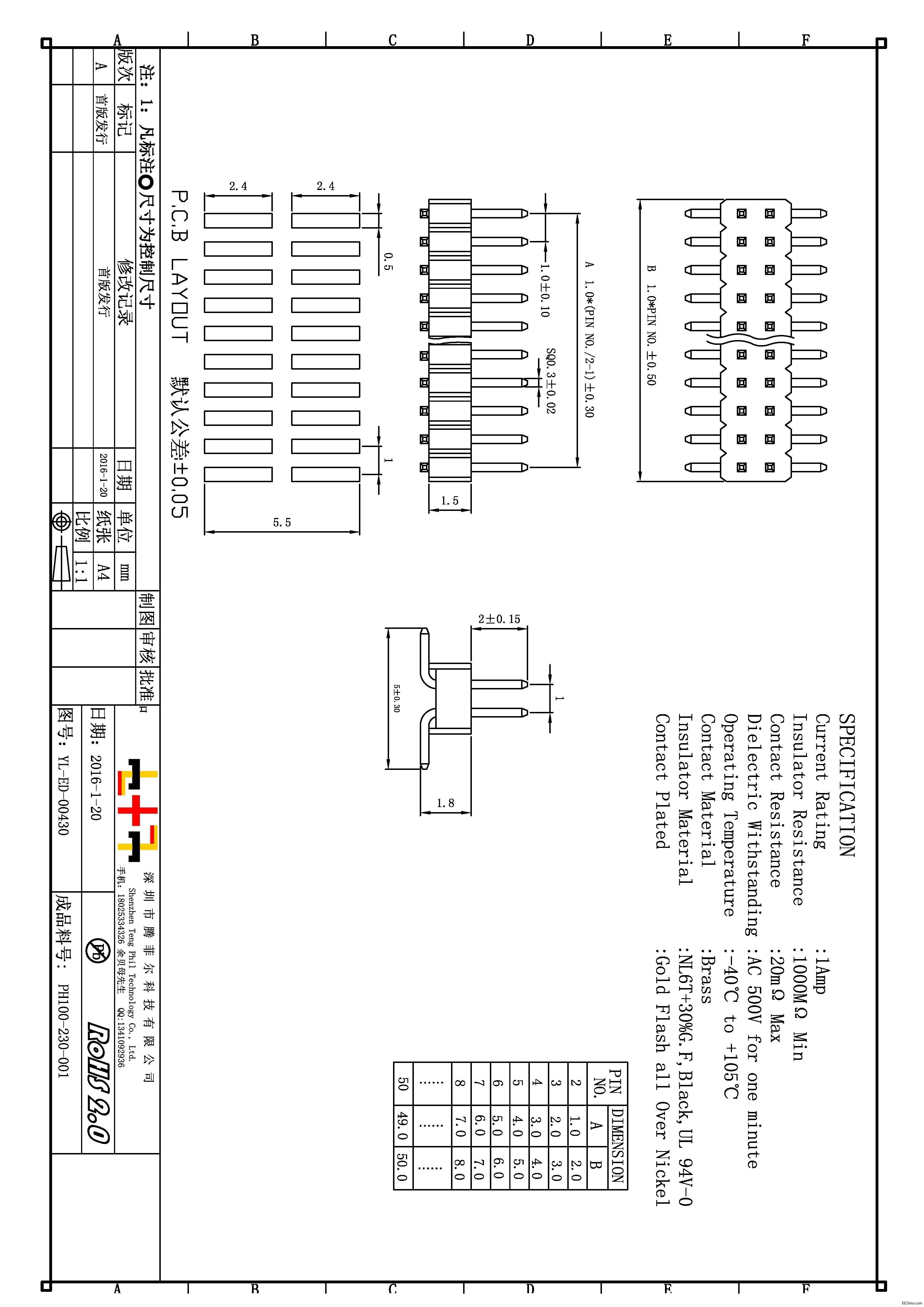 1.0SMD贴片排针