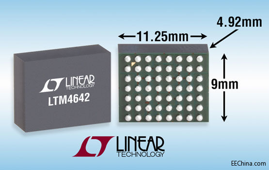 照片说明：小占板面积的双输出 4A µModule 稳压器