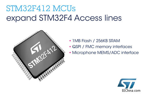 ST的STM32F4高性能微控制器新增基本型产品线，包括新的125°C产品