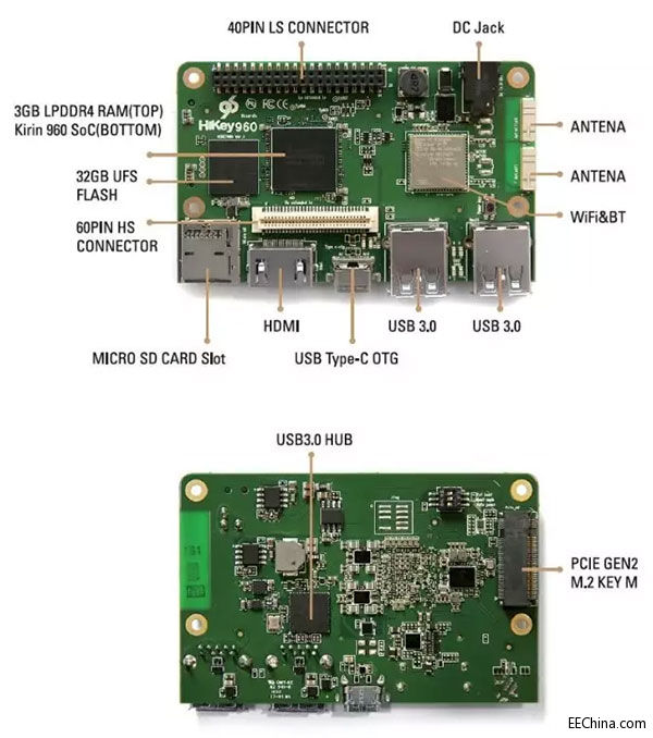 Hikey960 全球首发，新一代获得AOSP 和 Linaro 支持的ARM架构开源硬件