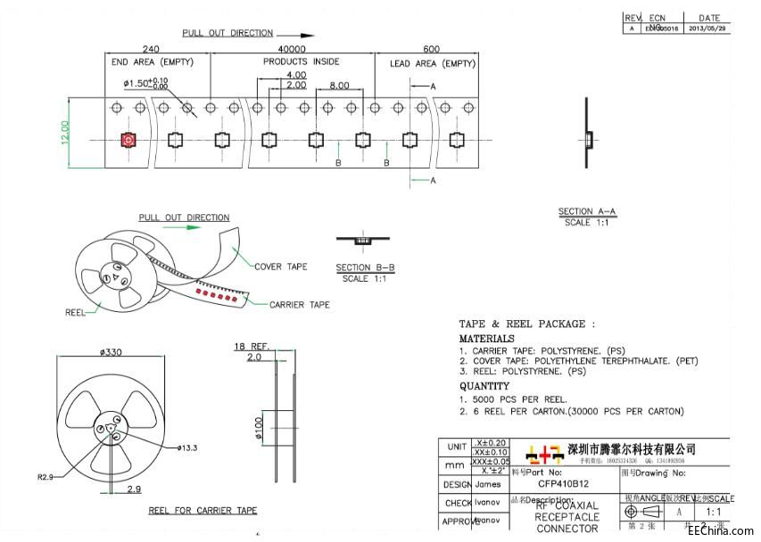RF天线座CONN ipex SMT板端封装
