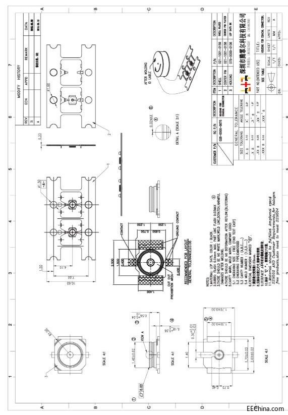 5代 RF COAXIAL RECEPTACLE CONNECTOR天座图纸