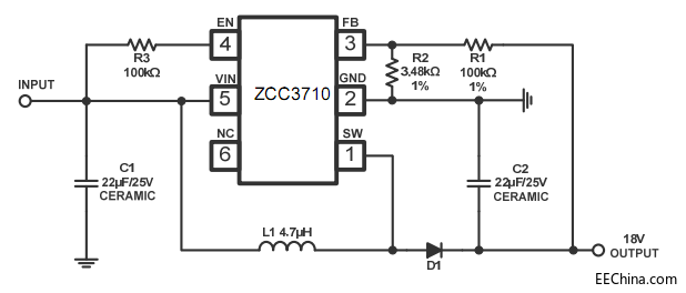 24V2A升压芯片ZCC3710    替代SY7208  MT3608