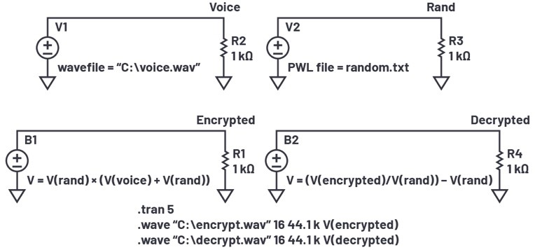 LTspice音频WAV文件：使用立体声和加密语音消息
