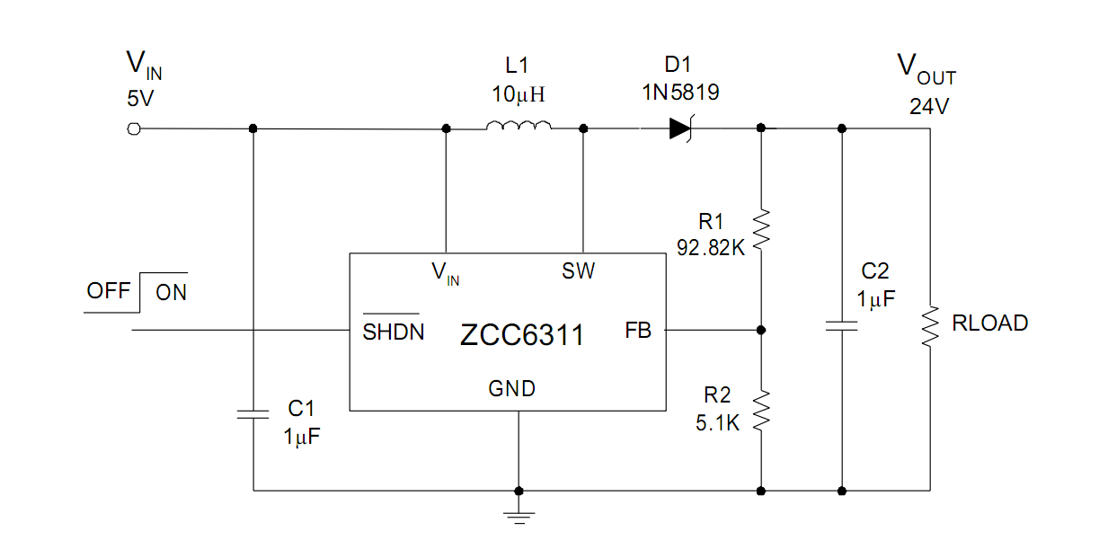 ZCC6311  DCDC升压16V0.5A，提供偏压/调色，ACT6311