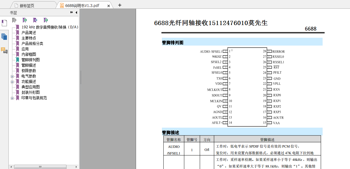 音响光纤同轴6688芯片192kHZ 帧速率下的电源电流