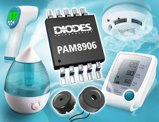 Diodes 公司推出的自激式压电鸣叫器(Piezo Sounder)驱动器可延长运行时间，并在整个电池寿命期间维持高 SPL 输出