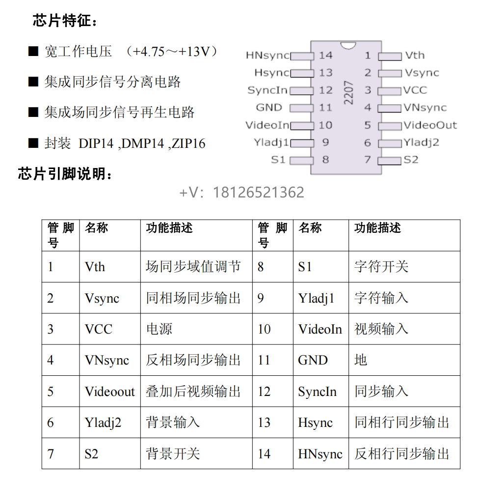 MS2207视频叠加可兼容NJM2207