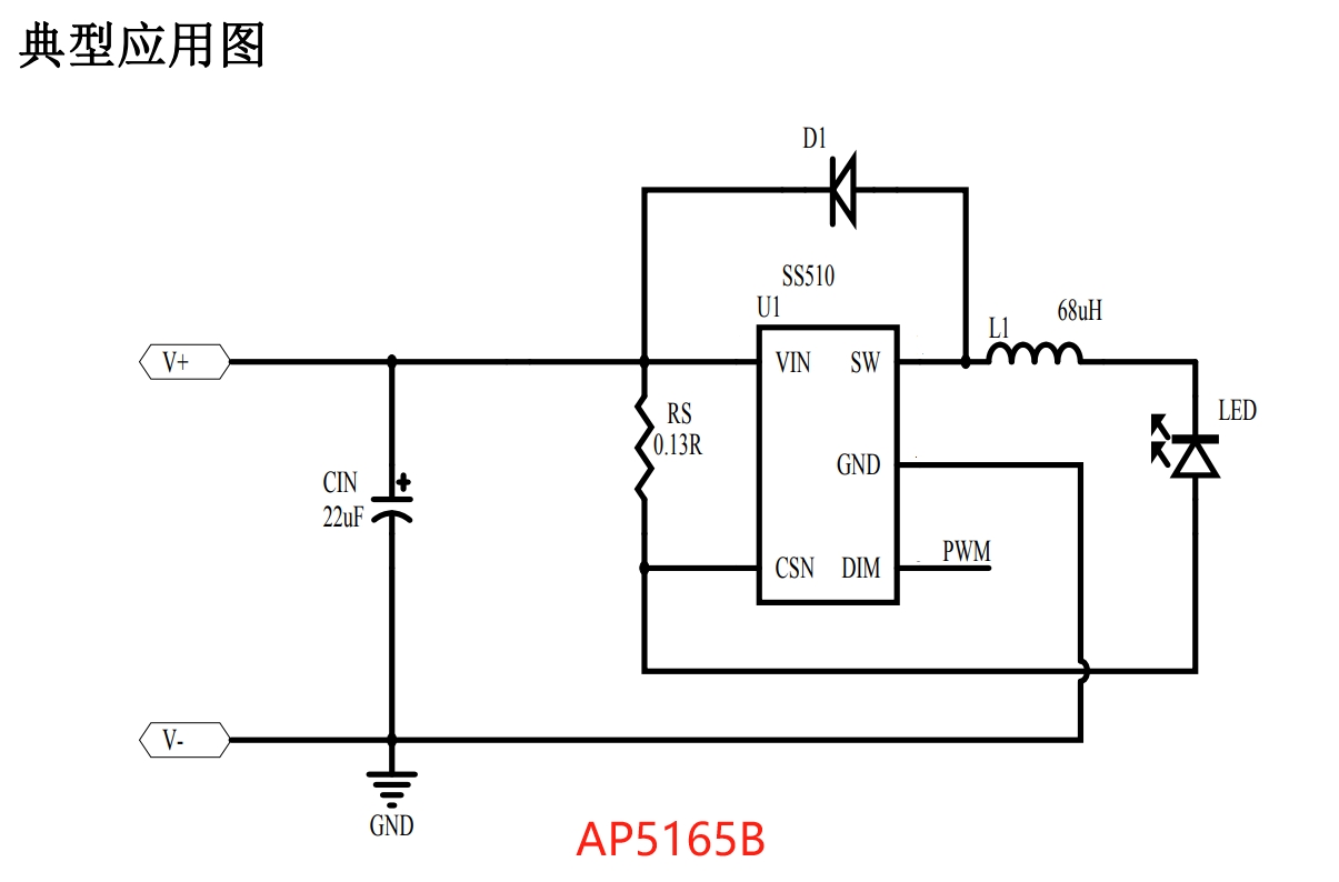 AP5165B 3-36V  1A  PWM调光 降压型 LED 恒流驱动芯片 舞台灯 信号灯方案