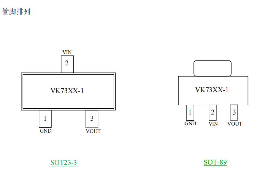 LDO稳压IC电源低功耗稳压器高压输入稳压芯片VK73xx-1 SOT23-3/SOT89