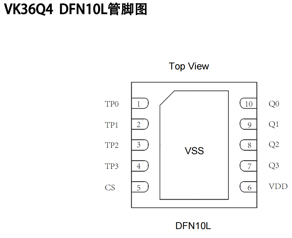 VK36Q4 DFN10 超抗干扰触摸IC/触摸检测芯片/4通道/4按键触摸触控IC