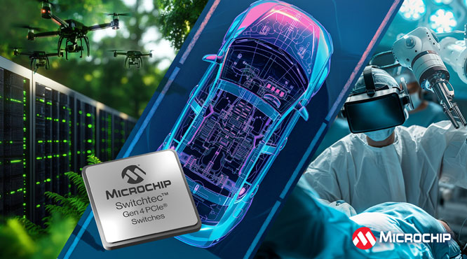 Microchip推出全新Switchtec PCIe 4.0 16通道交换机系列产品，为汽车和嵌入式计算应用提供多功能性