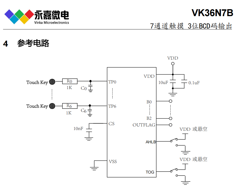 高抗干扰触控芯片/7路触摸触控IC/触摸感应芯片VK36N7B SOP16/QFN16L