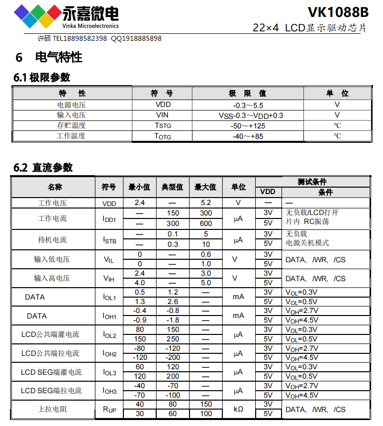 LCD段码液晶屏驱动IC原厂芯片VK1088B QFN32，3线通讯接口