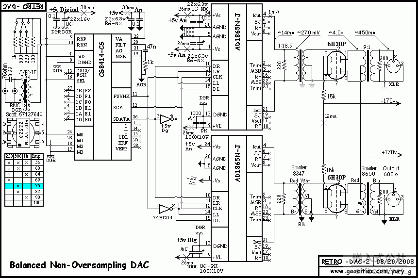 经典胆机线路图集CS8414+AD1865的PP输出.gif