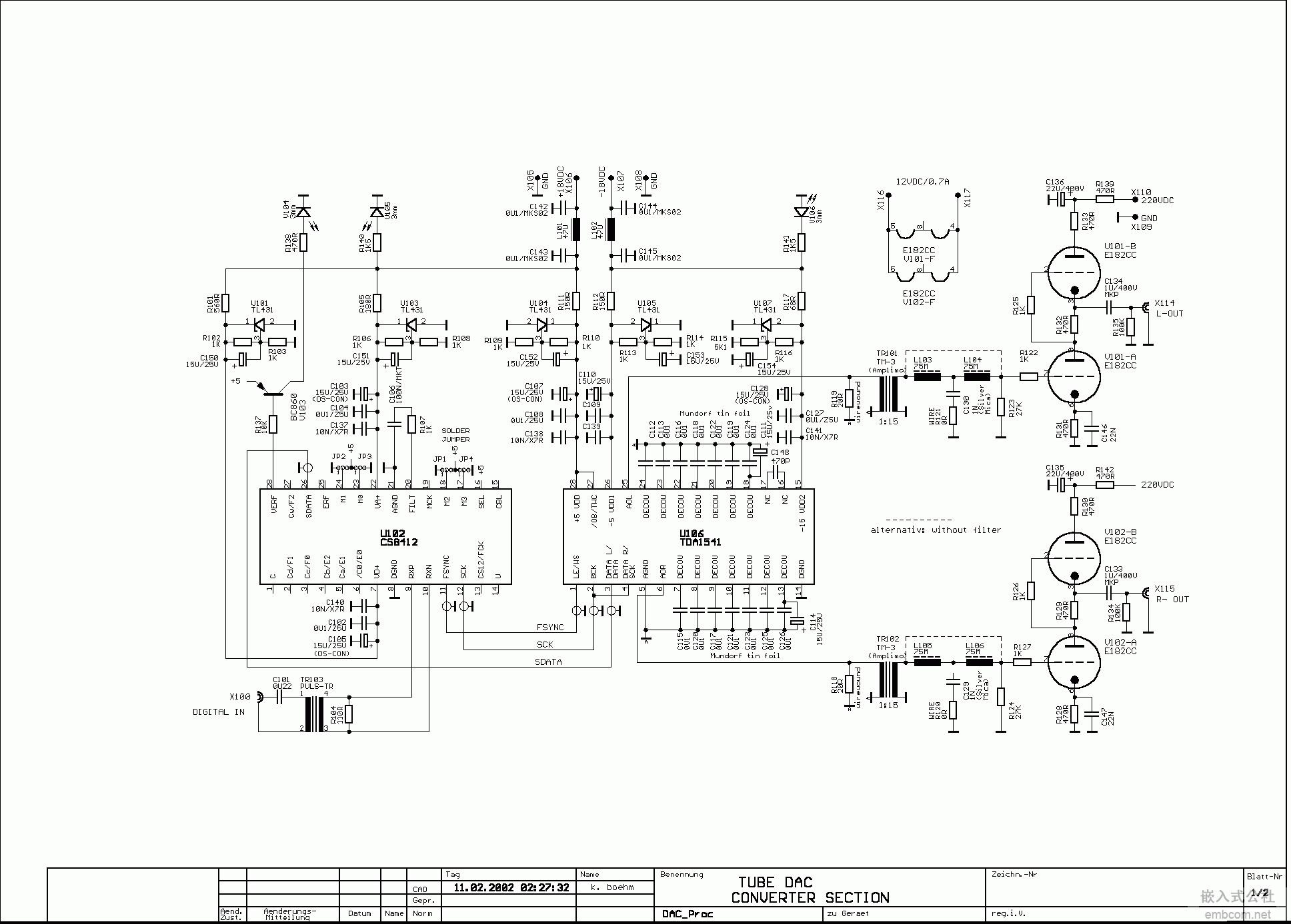 经典胆机线路图集TDA1541NOS DAC.gif