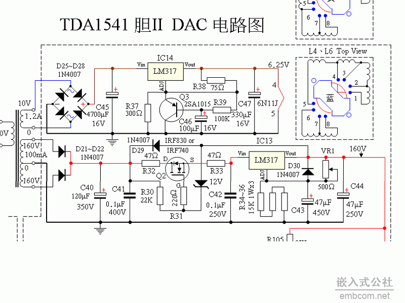 经典胆机线路图集TDA1541NOS DAC胆版电源.gif