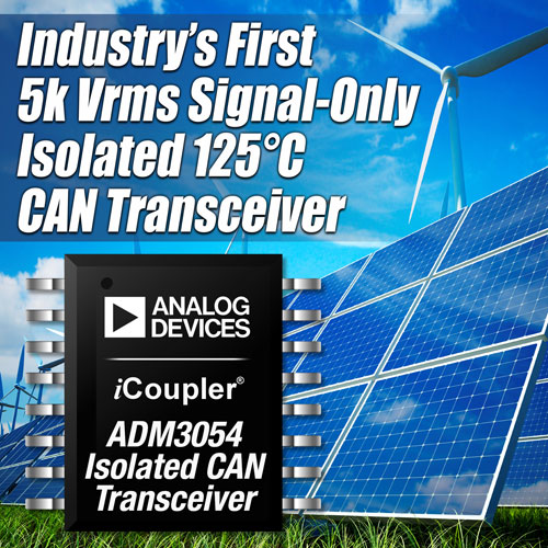 业界首款信号隔离CAN收发器ADM3054（ADI）