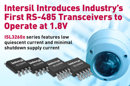 Intersil推出业内首款1.8V RS-485收发器
