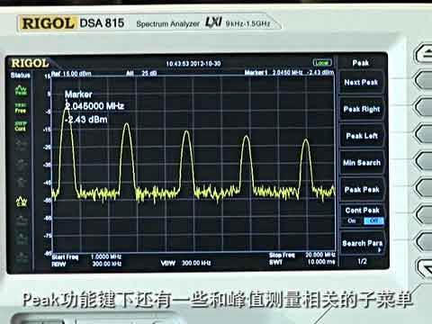 RIGOL频谱仪基本功能演示：Peak的应用视频